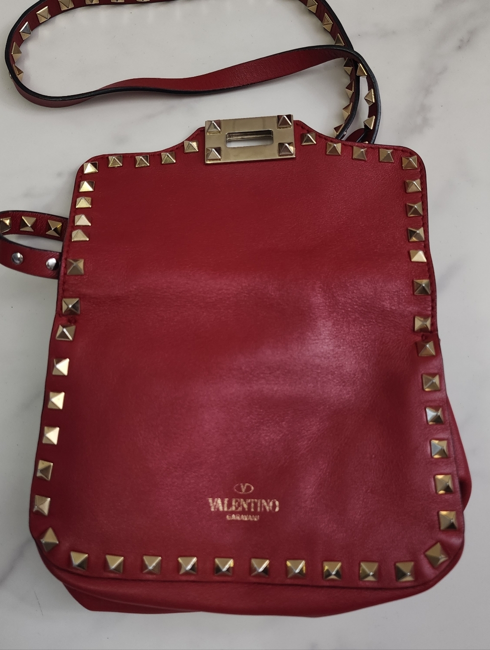 Authentic Red Leather Valentino Garavani Rockstud Shoulder Bag With Digital COA - Picture 11 of 13